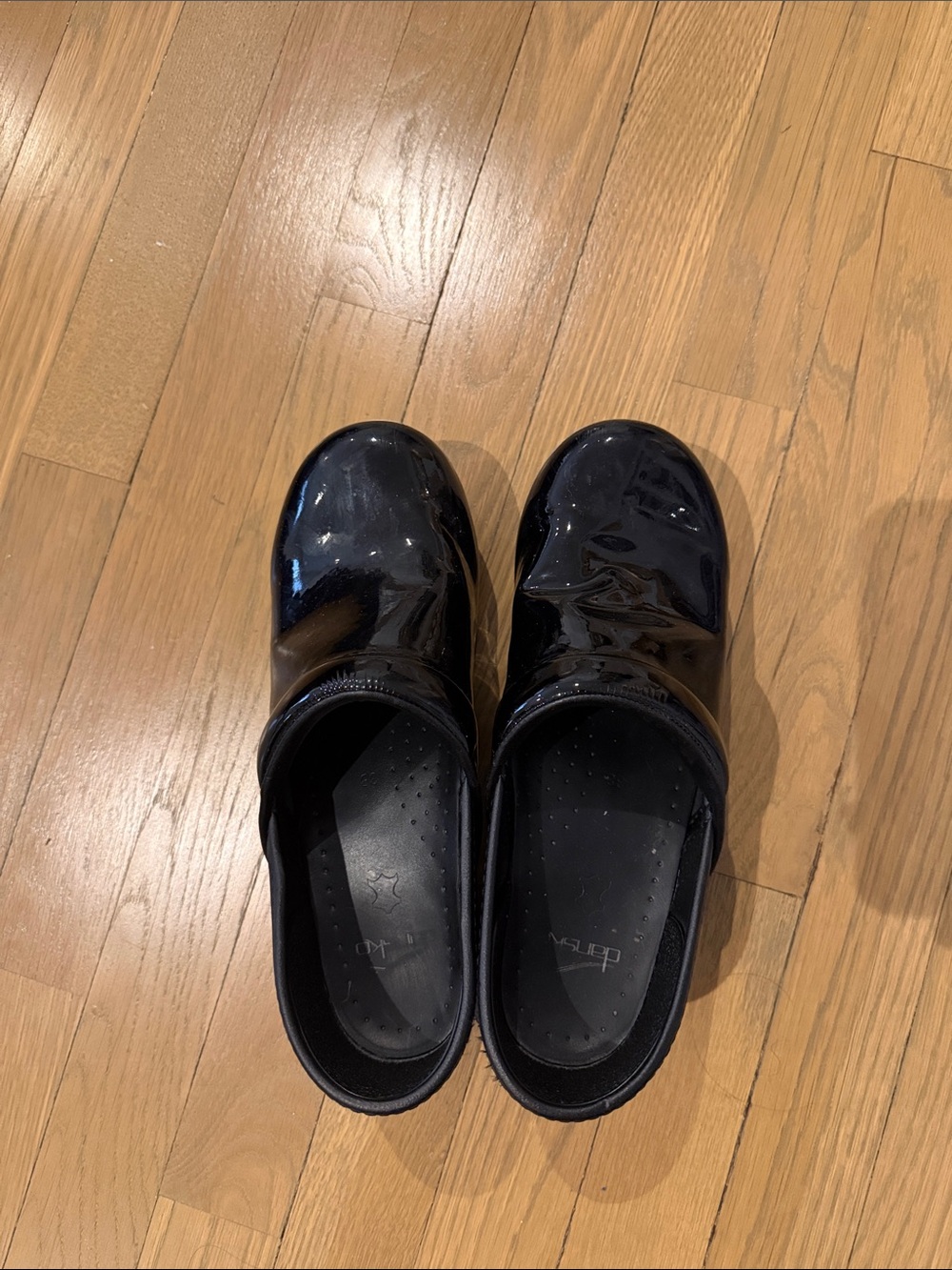 Dansko Black Patent Leather Clogs